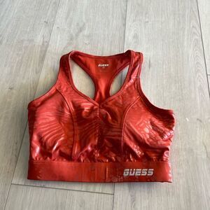GUESS Women's Deborah Low Impact Sports Bra Red Size S